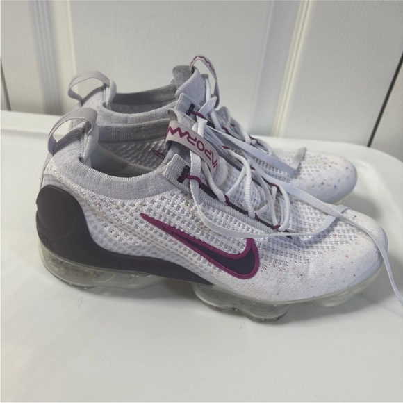 Nike Air VaporMax FK -White Football Grey Hot Fuchsia Dark Raisin - 5.5Y /W 7 - Picture 8 of 10